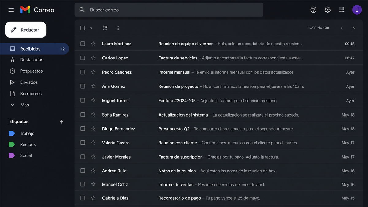 Filtros y etiquetas en Gmail
