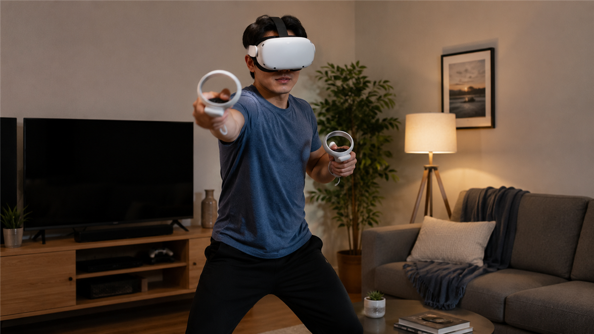 Persona usando gafas de realidad virtual