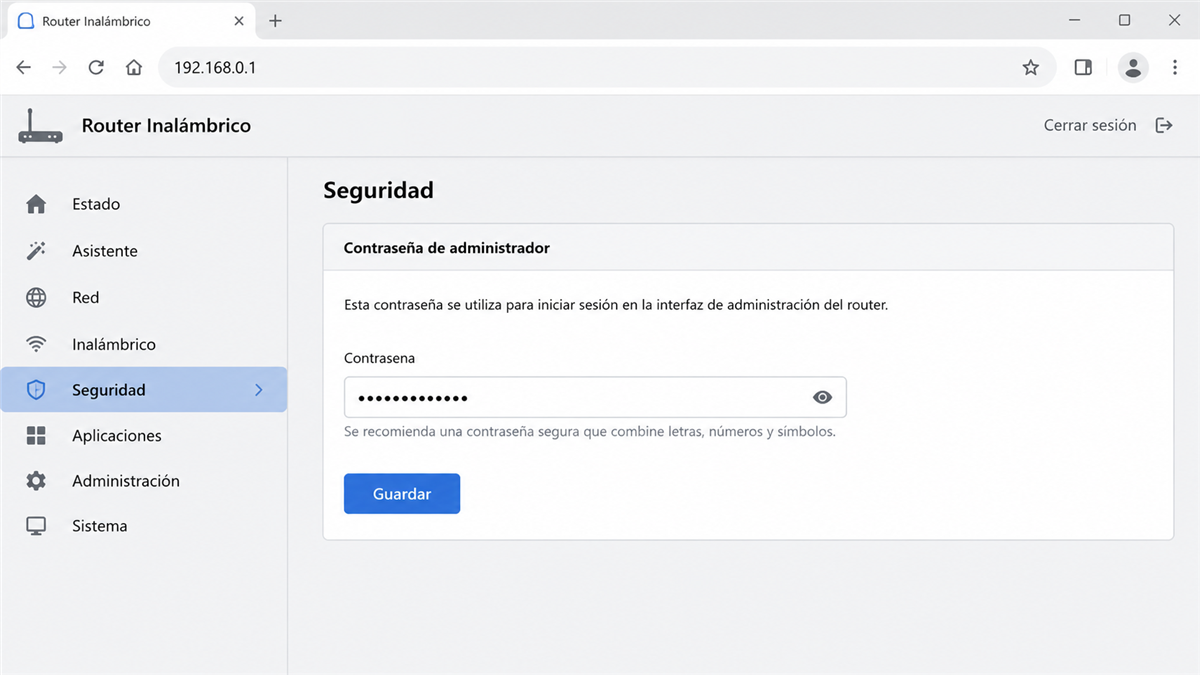 Panel de configuración del router